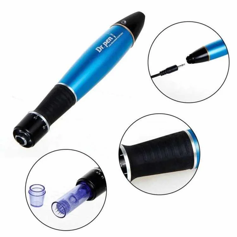 

Professional Microneedling Ultima A1-W pen MTS Derma Rolling Pen Microblading Tattoo Gun Cartridge Anti-aging Beauty Exfoliate, Blue
