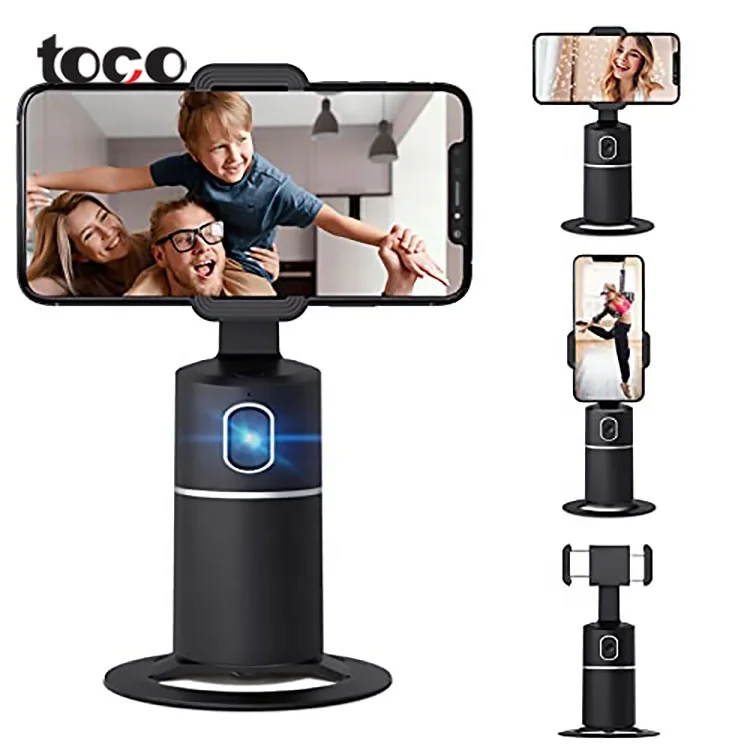 

toco face tracking Shooting Selfie Stick Live Streaming Phone Holder 360 rotation auto face, Black white pink