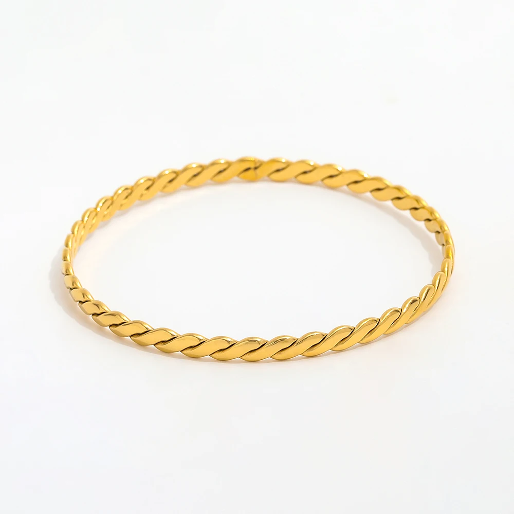 High End PVD 18K Gold Plated Knit Bracelet Stainless Steel Jewelry