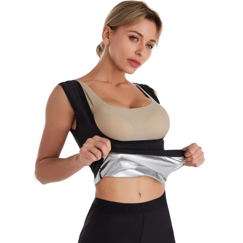 

Silver Coated Sports Sauna Suit Sweat Vest Slimming Sweat Vest For Women, Black or custom your color