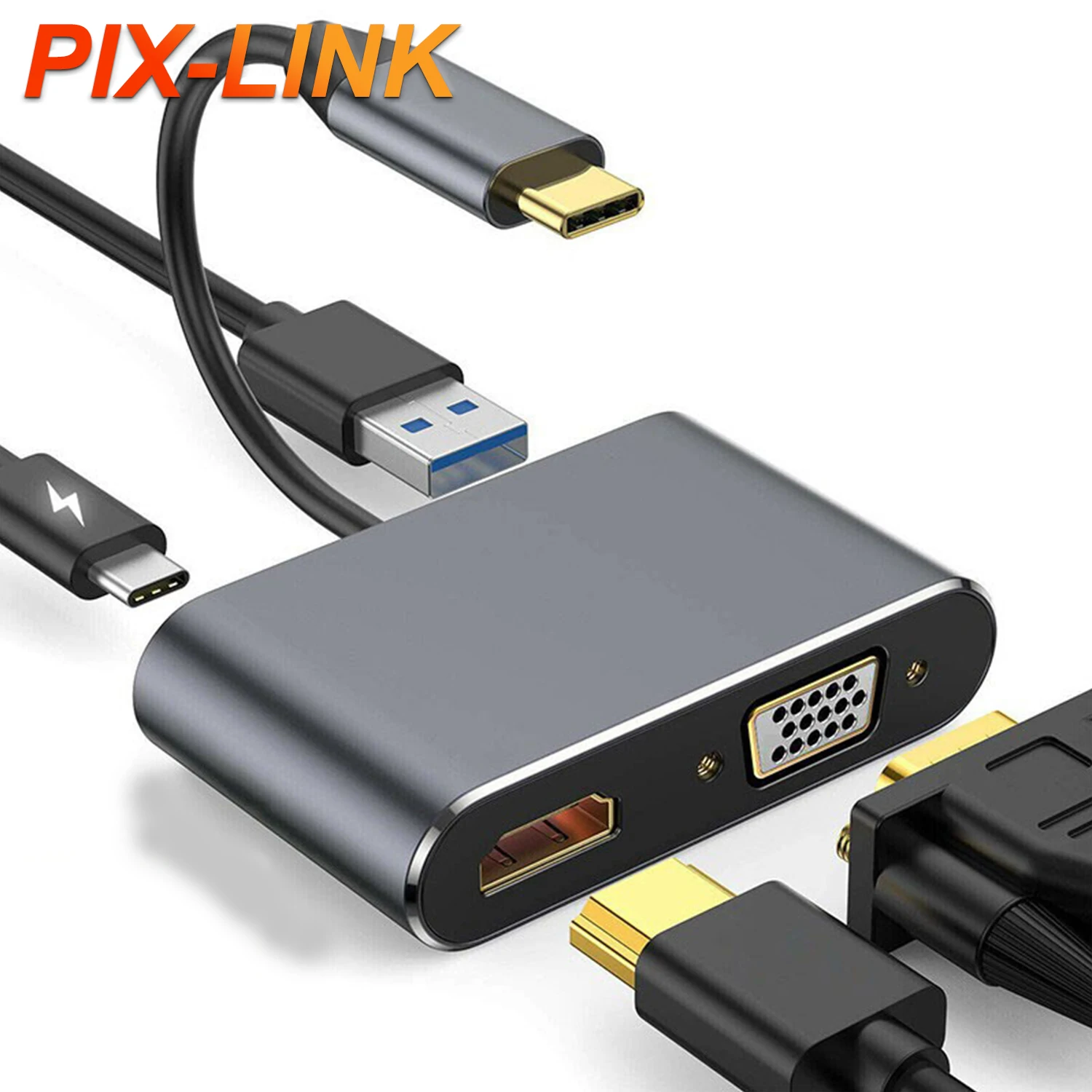 

4K USB-C To HUB PD HDTV VGA 4 In 1 USB Adapter