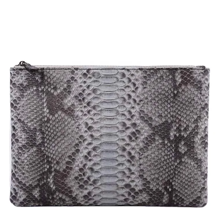 

Top quality over sized lady clutch bag real python skin custom made exotic bags grey 100% leather lady hand bags brand name