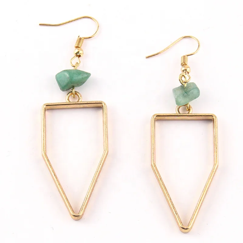 

Fashion Classic Trend Women Irregular natural stone Gemstone earring quartz Alloy Earring, 6 color