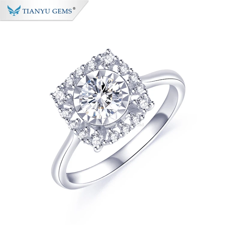 

Tianyu gems customized 18 carat gold 0.5ct round cut moissanite diamond wedding rings