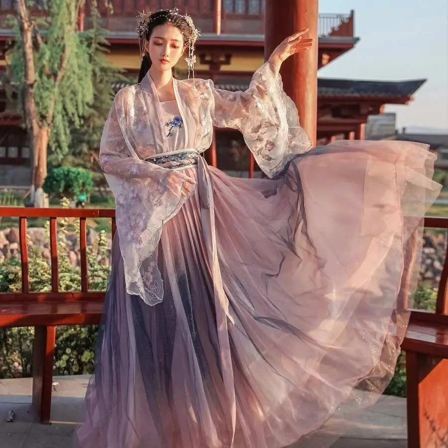 

2021 new Chinese traditional costumes ancient clothing Han Dynasty embroidered hanfu dress chinese dresses for women clothing, Waist-length skirt/chest -length thskirt