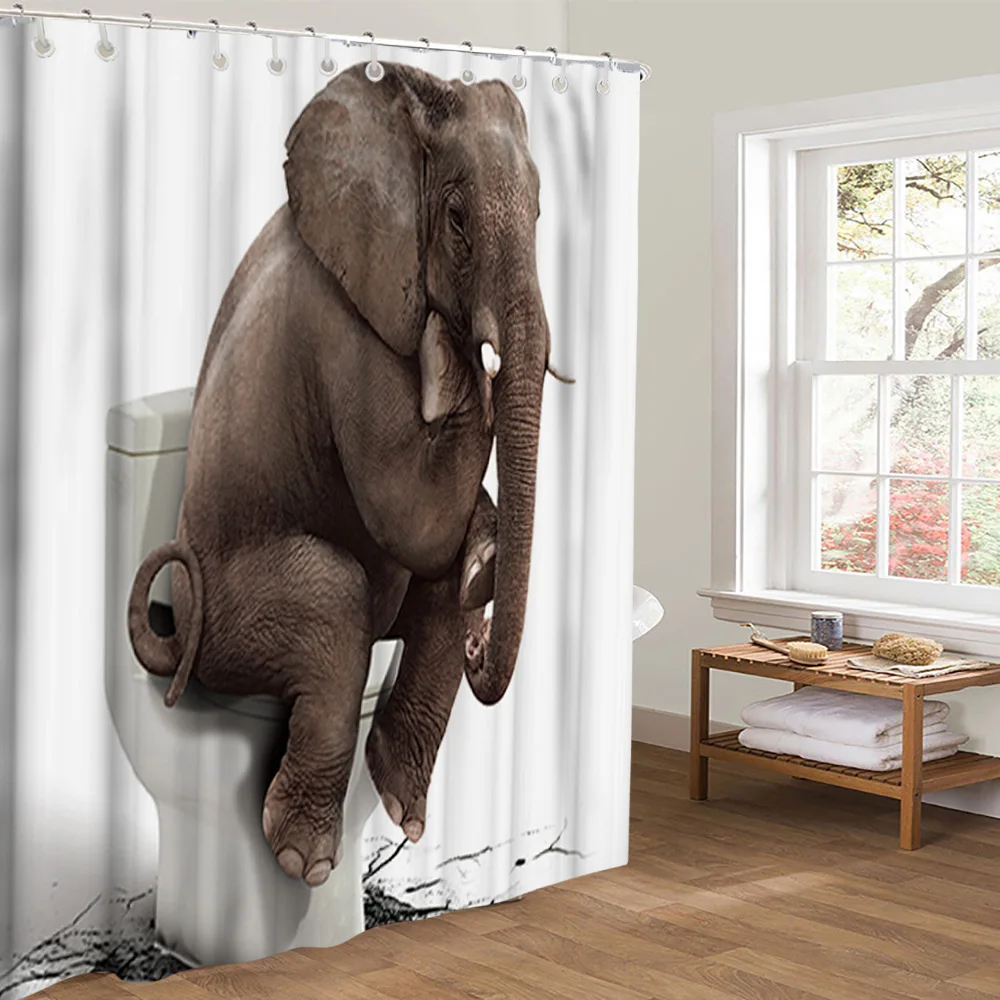 Details about   Hand Drawn Illustration With Color Elephant Waterproof Polyester Curtain Set 