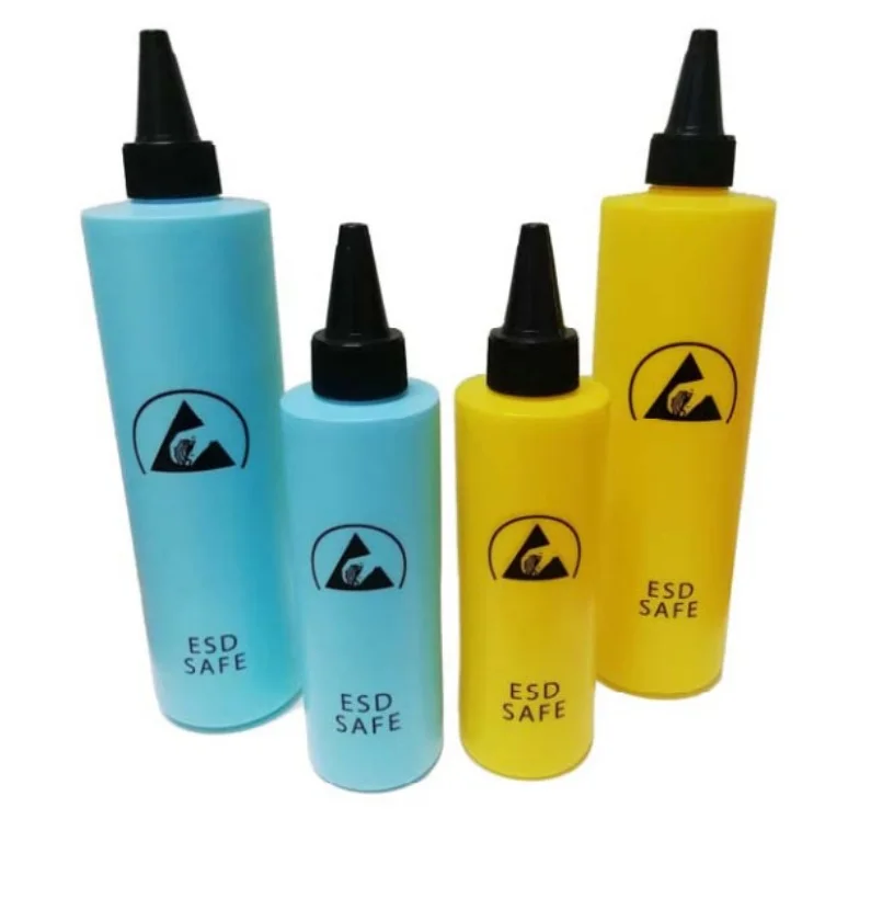 

Free shipping 250 ml blue ESD Solvent Bottle 8.5oz Straight Nose ESD Flux bottle with needle, Blue / yellow