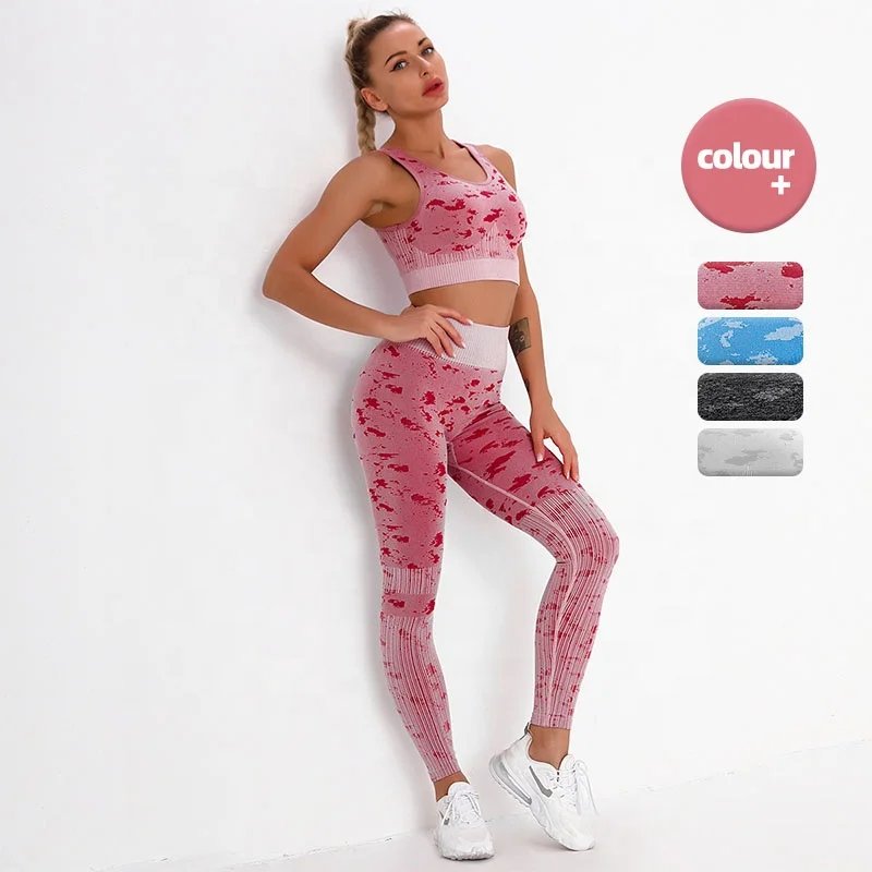

2021 New Summer Custom Logo Leopard Gym Wear Fitness Women Clothing Seamless Yoga Sets Mujer Ropa Deportiva, 4 colors