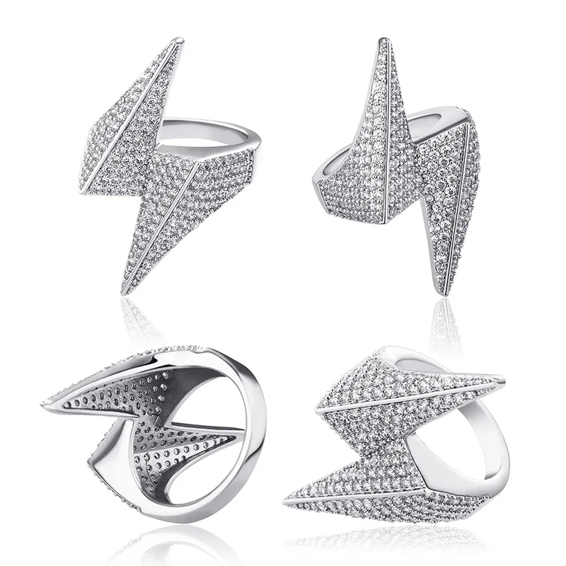 

Rombus Flash Trendy Colorful Fashion Jewerlry Alloy Full Zircon Silver Men Ring