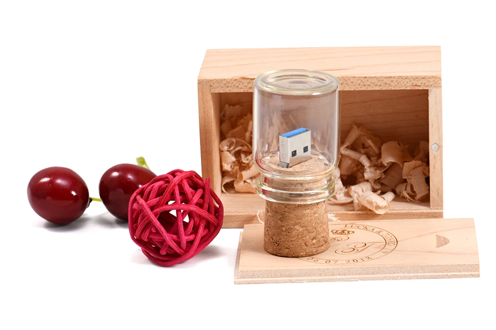 USB 3.0 wooden slider box + drift bottle model USB flash drive 4GB 8GB 16GB 32GB 64GB 128GB Pendrive stick Custom LOGO - ANKUX.COM