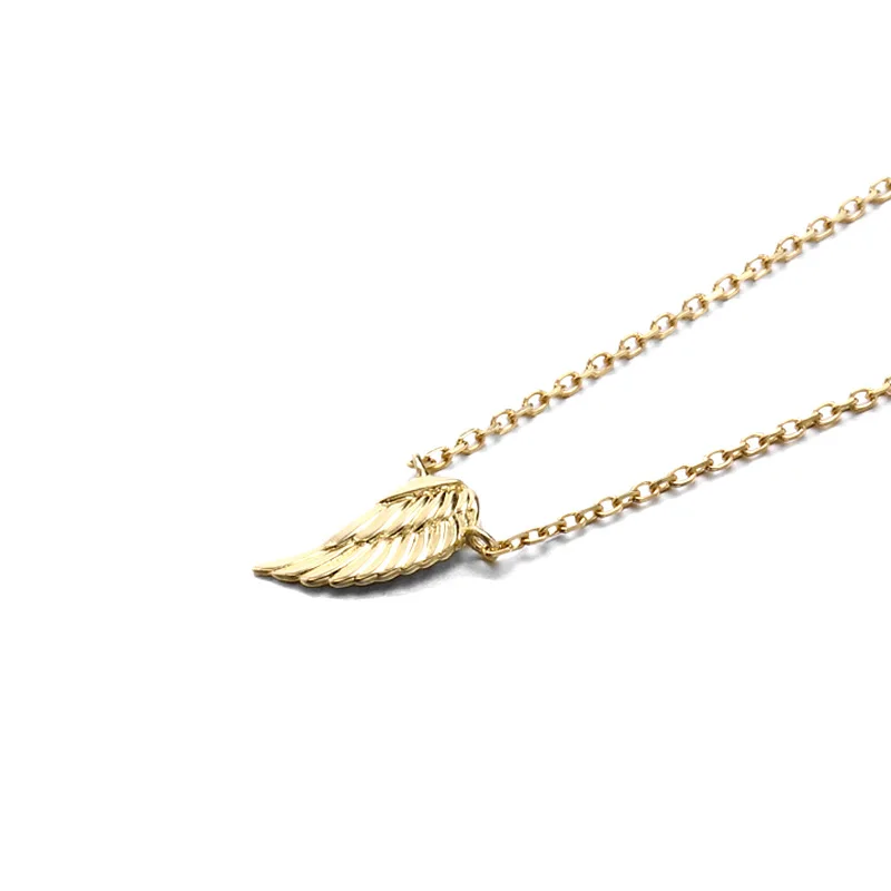 

European American 9K Solid Gold Wings Clavicle Necklace, Yellow gold