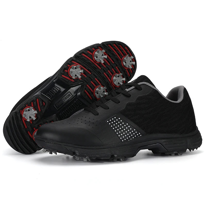

New Arrival OEM Wholesales Leather Waterproof Spike Professional Winter Black Mens Golf Shoes for men, As show