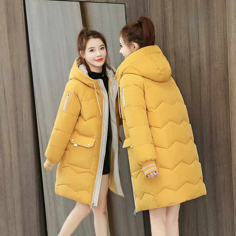 

ladies warm hooded cotton-padded winter clothes women slim long down winter coat jackets trench coat women