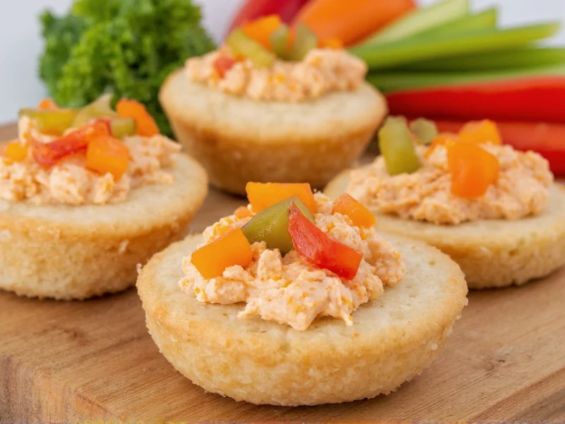 Pimento cheese served on crackers with pickled vegetables