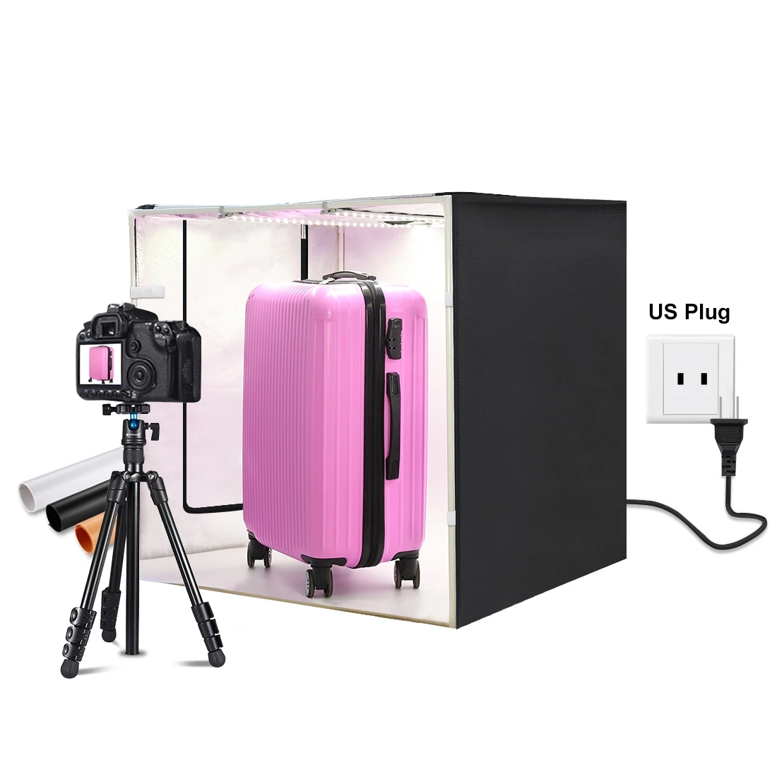 

Wholesale Puluz 80cm 8500Lm Portable Photo Studio Light Box With 3 Colors Backdrops, Black