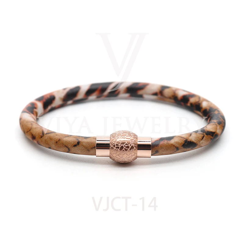 

Viya wholesale bracelet femme genuine cow leather leopard print bracelet