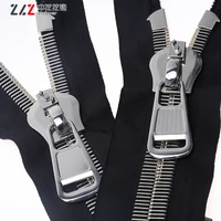 

38# shiny silver zipper custom zipper puller large metal zipper