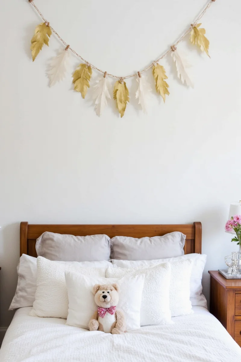 String lights above bed