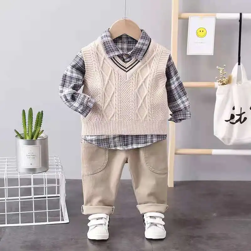 

Fashion kids winter clothes toddler boys 1-4 years tshirt pant coat set kid boutique clothing set long sleeve 3pcs outfits fall, As pictures