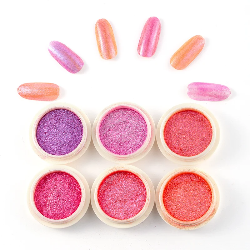 

3 color series combination set grapefruit red and green and pink magic mirror powder for nail decoration, 18 colors