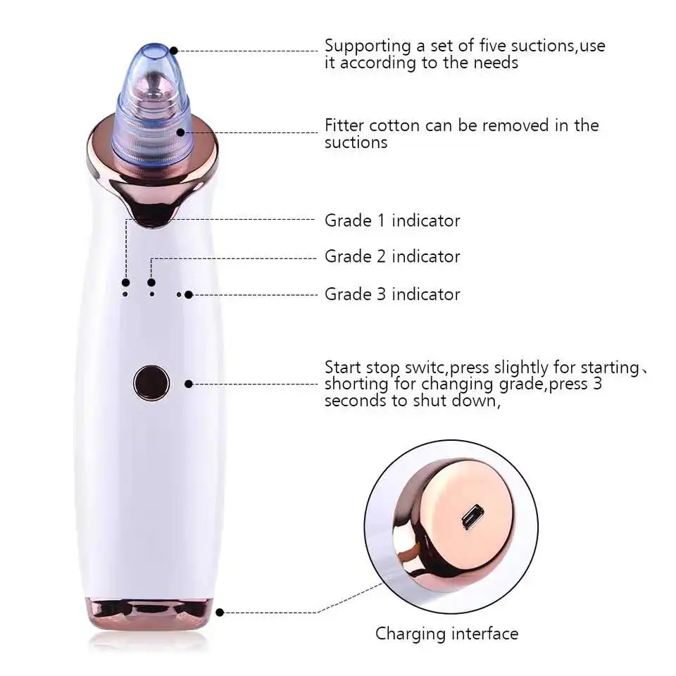 

Multi Functional Beauty Equipment Electric Vacuum Blackhead Remover Face Massage Cleaner Care Acne Device Aspirateur Point Noir