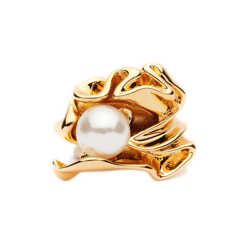 

Pearl Flower Ring Brass Plated 18K Gold Hot Wholesale Jewelry for Women