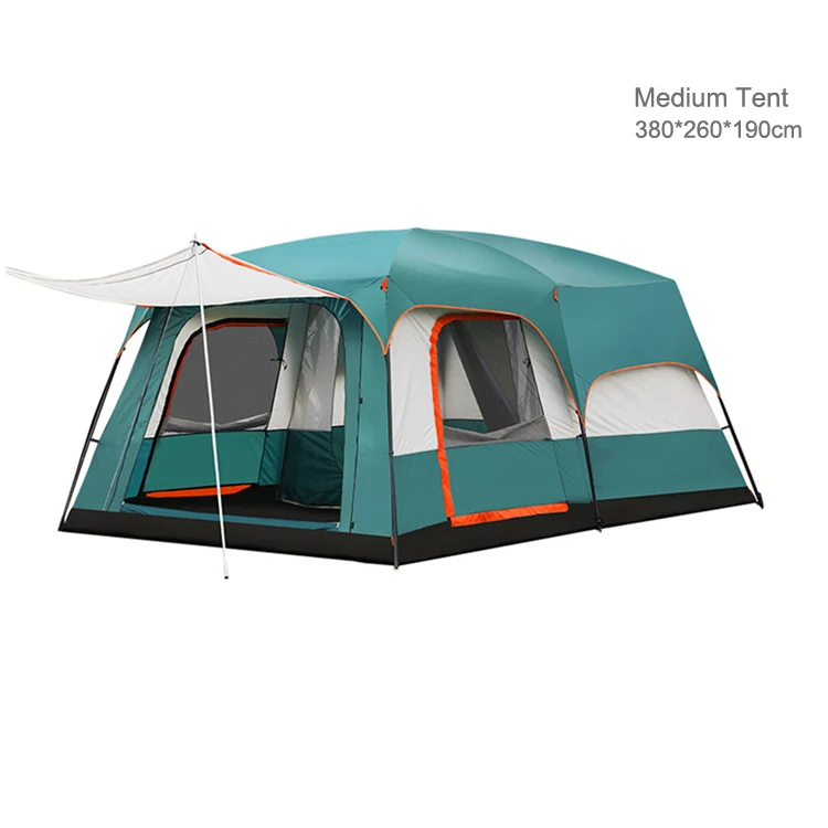 

Luxury Big Camping Tent Waterproof 2 Bedrooms big size travel tent Outdoor camping tent for family, Blue,bluish green,orange