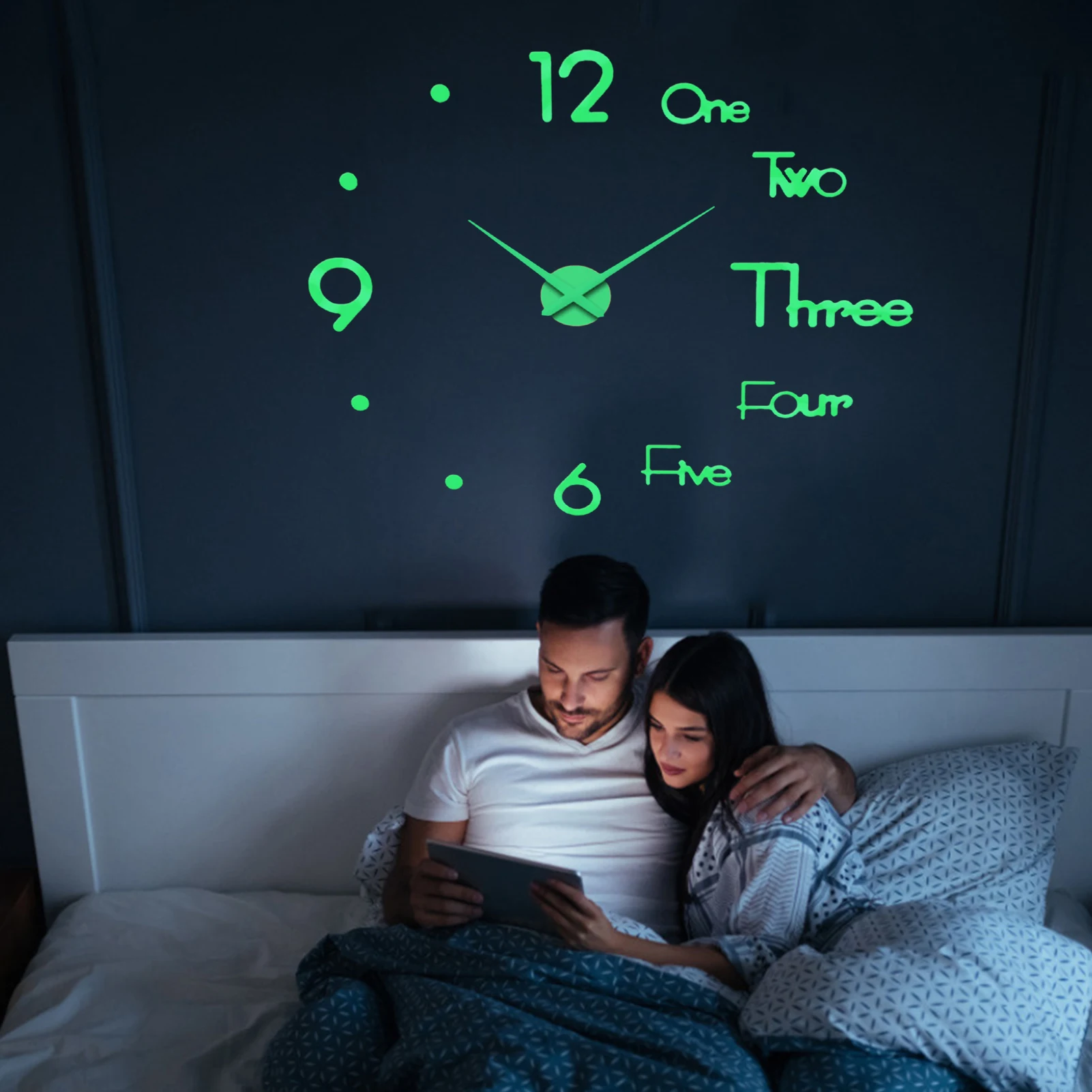 

Night Light Clock 3D DIY Frameless Wall Decoration Clock