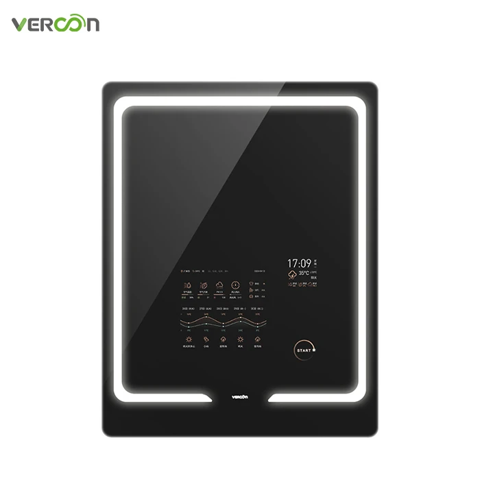

Best Smart Mirror with TV Hotel Bathroom Led Mirror with Magnifier Bathroom Mirror Black