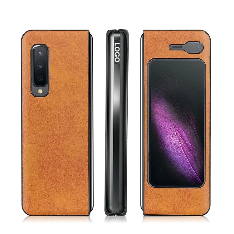 

For Samsung Fold W20 5G Z Fold 2 Custom Luxury Fashion Slim Thin Business Cow Leather Elegant Soft Anti Slip Phone Cover Cases