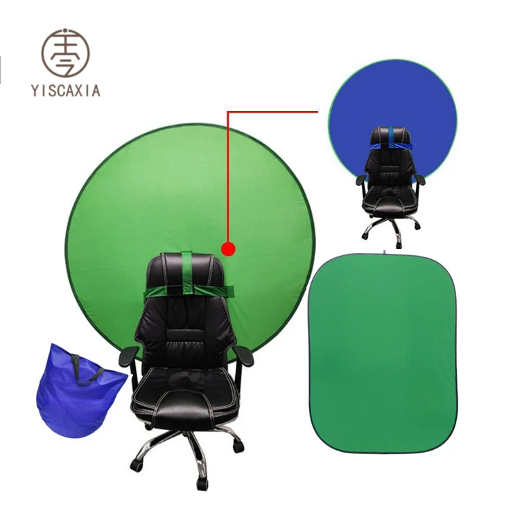 

Foldable green screen keying background board reflector gaming chair straps round single-sided double-sided customable, Blue/green/custom