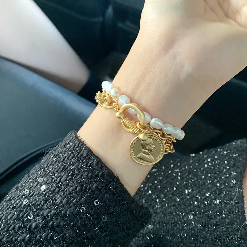 

Fashion Vintage Matt round coin design Bracelet, Customizable