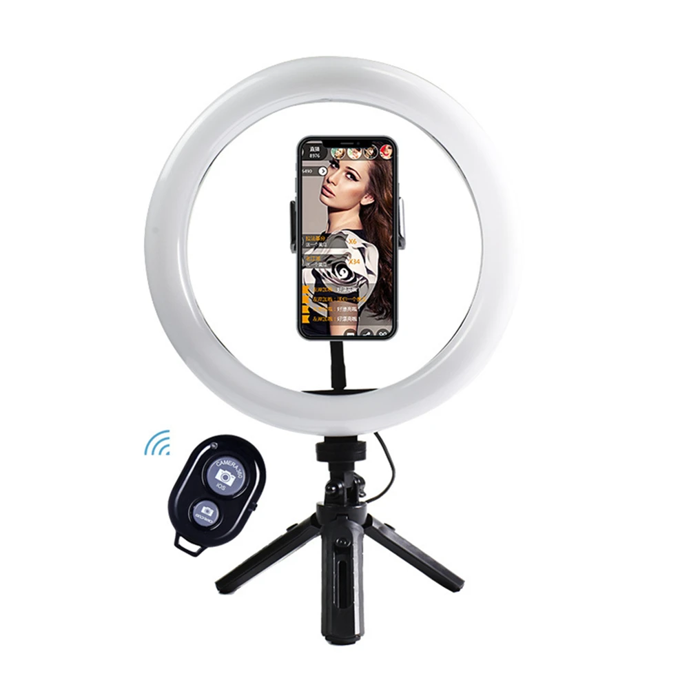 

10inch Selfie Ringlight Adjustable Tripod Remote Photography Lighting Phone Photo Led Ring Fill Light Lamp for Tik tok Youtube