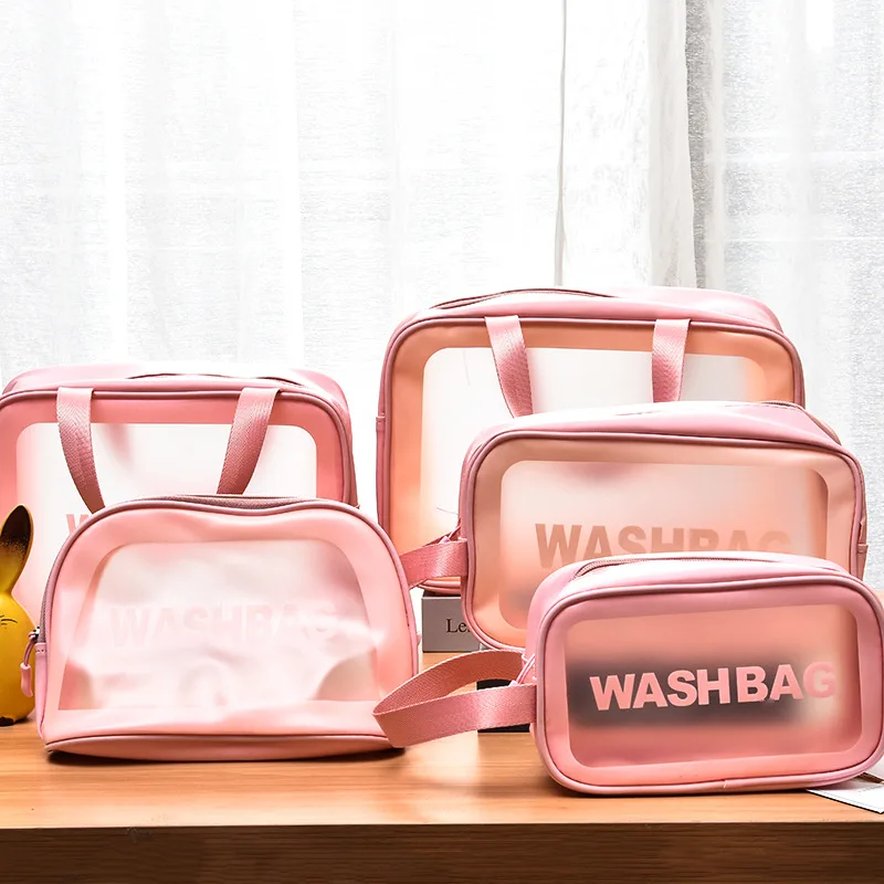 

Custom Logo Waterproof Large capacity 3 pcs pink cosmetic bag set travel make up bag big capacity, As picture, any color you can choose