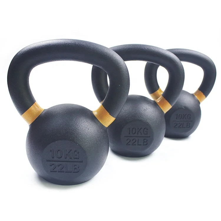 

Rizhao Dongshang Powder Competition Coated Cast Iron Kettlebell, All black/with color ring