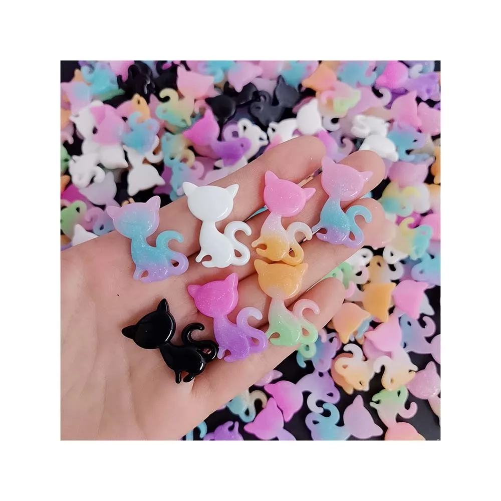 Candy Colors Resin Cabochon Flatback Cat Shape DIY Scrapbooking Embellishment Decoration Craft