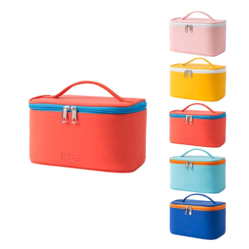 

GS002 Wholesale Promotion PU Makeup Bags 2021 New Zipper Women Cosmetic Bags, Yellow, blue, orange, pink, light blue