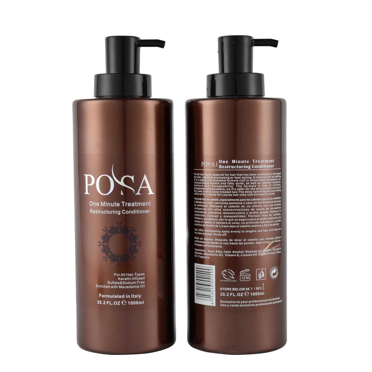 

POSA Sulphate Free One Minute Treatment Wholesale Enhance Hair Elasticity Anti-Frizzy Moisturizing Repairing Conditioner 1000ml