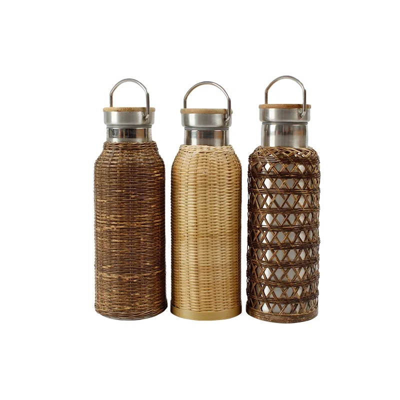 

Mikenda Popular Rattan Stainless Steel Metal Bottle Innovation Drink Water Vacuum Flask