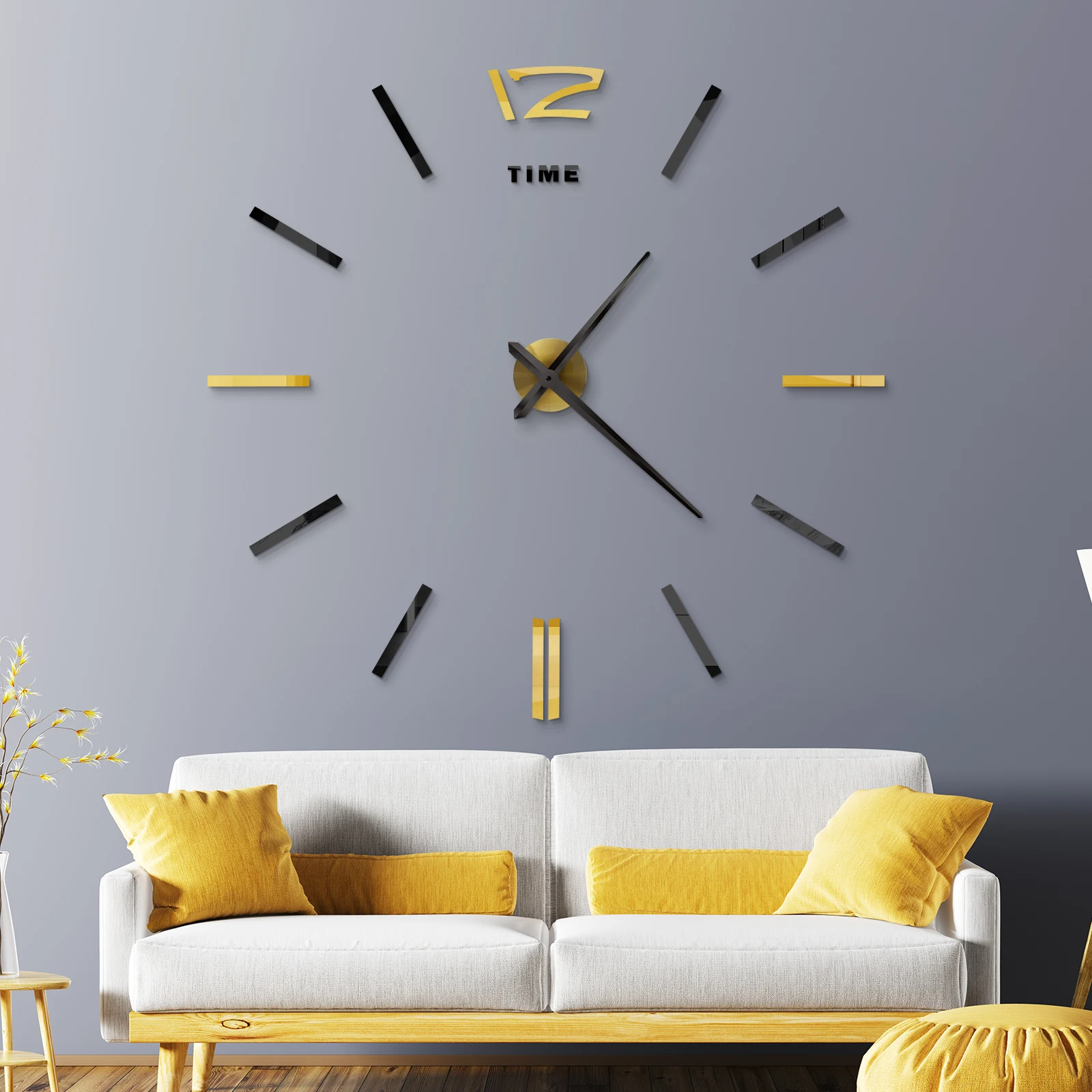 

Novelty modern design home decorative wall sticker clock 3D frameless large colorful DIY wall clock