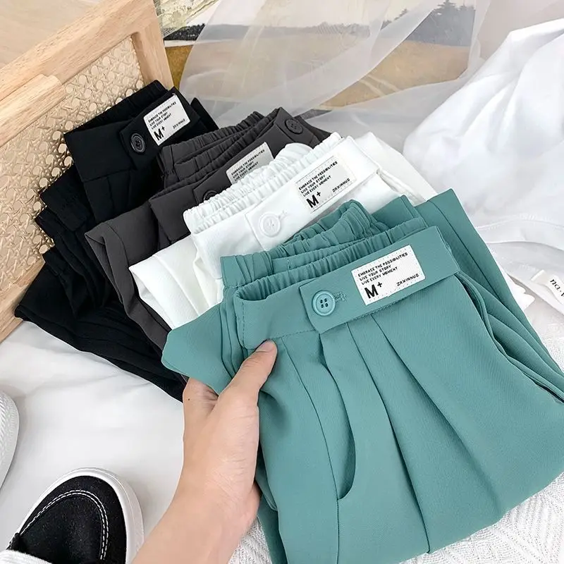 Wholesale 2021 Summer New Style Trousers High Waist Loose Straight Leg Pants Ice Silk Thin Section Slim Casual Women Pants