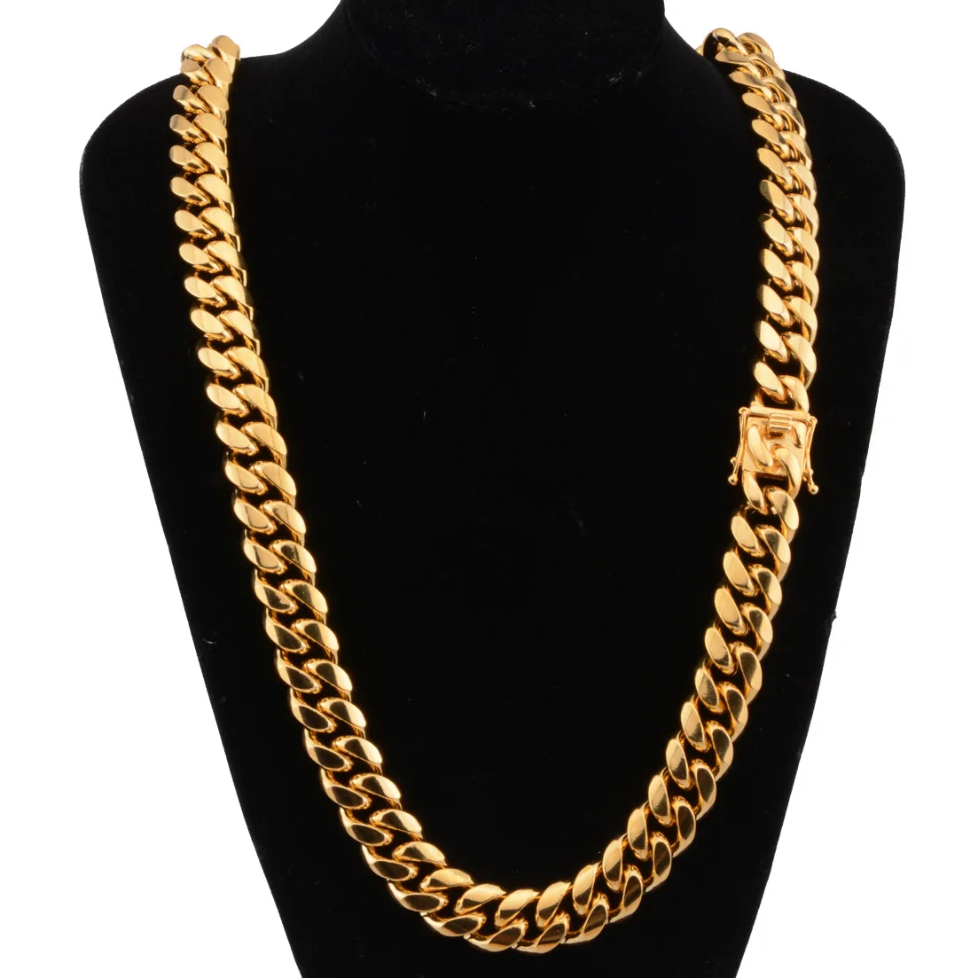 

18K Gold Plated Stainless Steel Cuban Link Necklace, Gold color