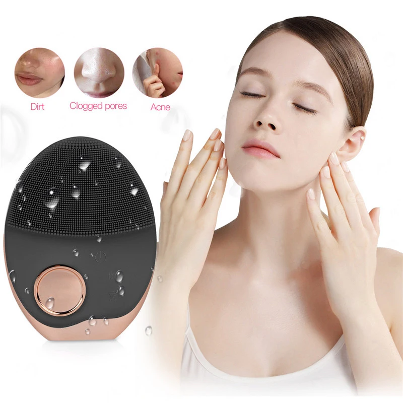 

Rechargeable Waterproof Silicone Face Brush Sonic Facial Cleansing Brush, Pink
