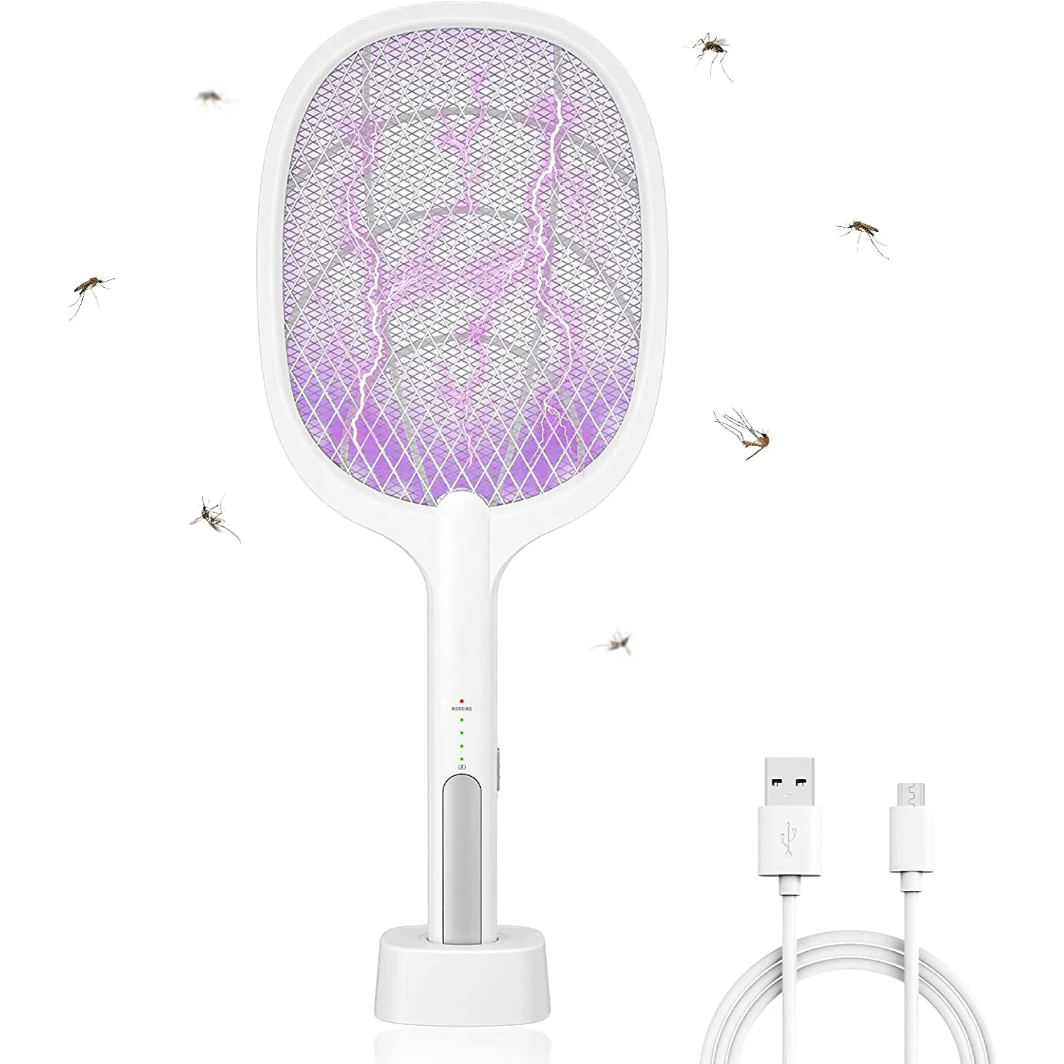 

USB Rechargeable Electric 2 in 1 Mosquito Killer lamp Bug Zapper Fly Swatter Racket for Indoor and Outdoor