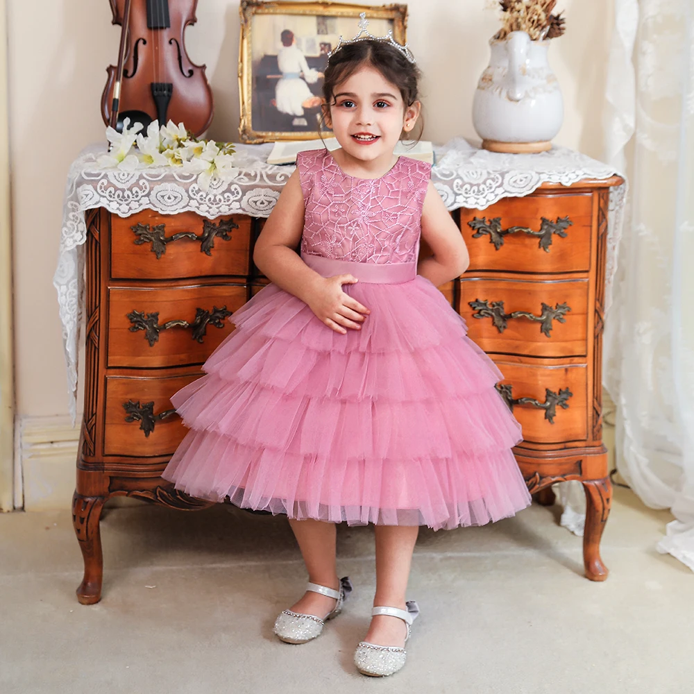 

FSMKTZ party birthday wedding princess dresseskids party wear white frock design summer frock design flower princess dress