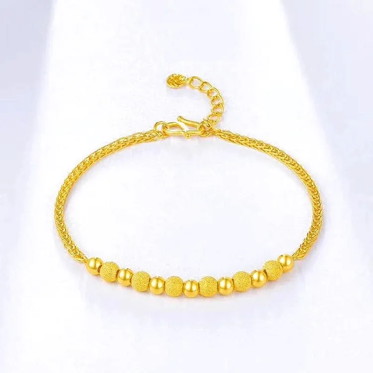 

Gold Plated Round Bead Bracelet Vacuum Plating Round Bead Bracelet Exquisite Craftsmanship Gold Ladies Jewelry