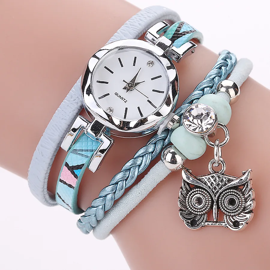 

Fashion Women Dress Quartz Bracelet Watch Ladies Cute Owl Multilayer Wristwatches WW145, 6 different colors as picture