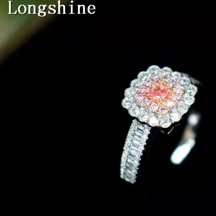 

Longshine Trendy Big Pink Diamond Circle Shape Luxury Design 18k gold Ring For Women
