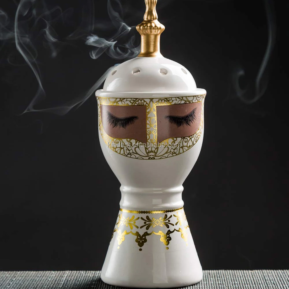 Arabic Charcoal Bakhoor Oud Incense Burner White Ceramic Frankincense