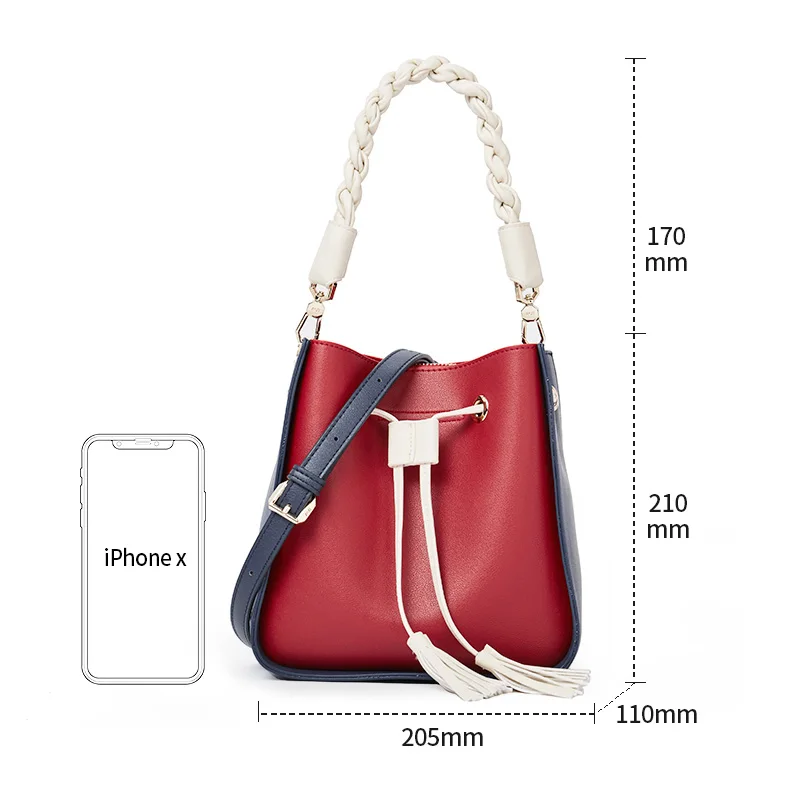 

AJI tote bags with tassle decoration women big capacity american single shoulder bags lady designer leather handbags, Customizable